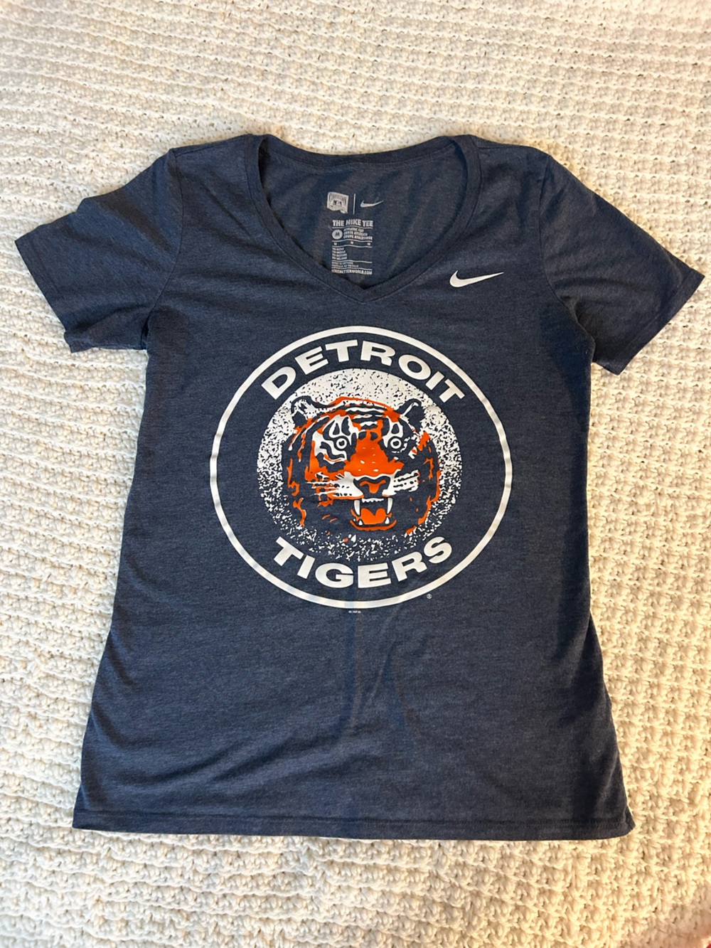Nike Navy Detroit Tigers Circle Logo Tee with Orange Accent